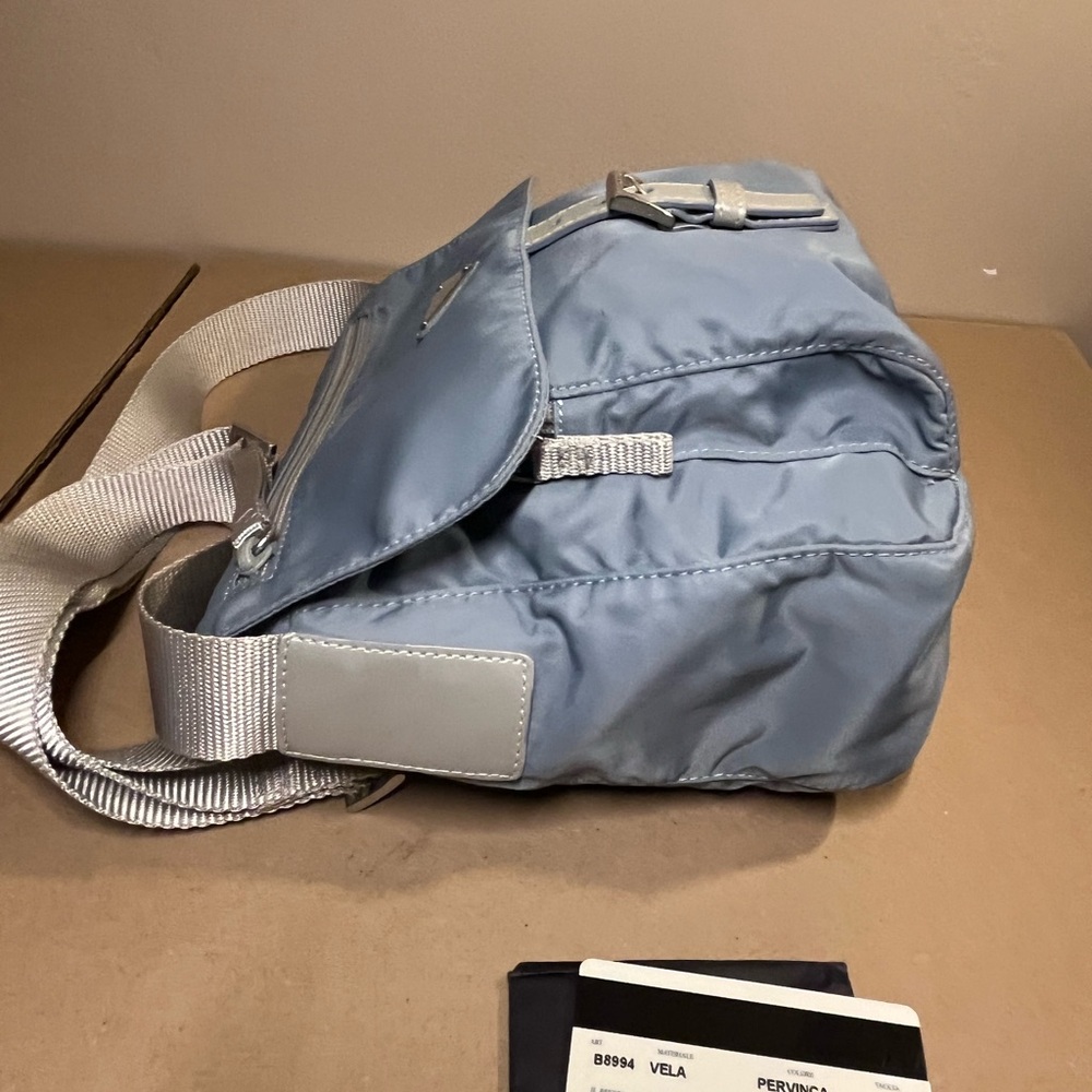 Prada blue nylon triangle logo vela crossbody bag - Picture 7 of 15